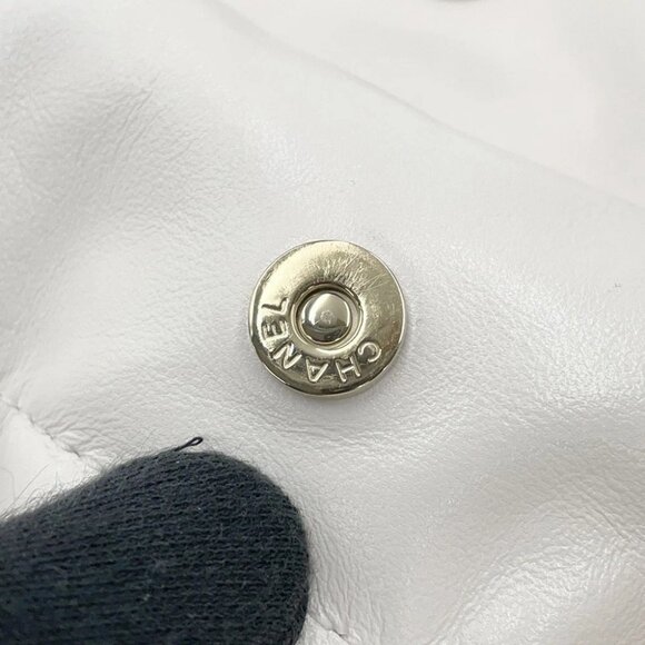 CHANEL CHANEL22 ChainShoulder Bag Punching Size Small Shiny Calf Leather Whi - Picture 8 of 13